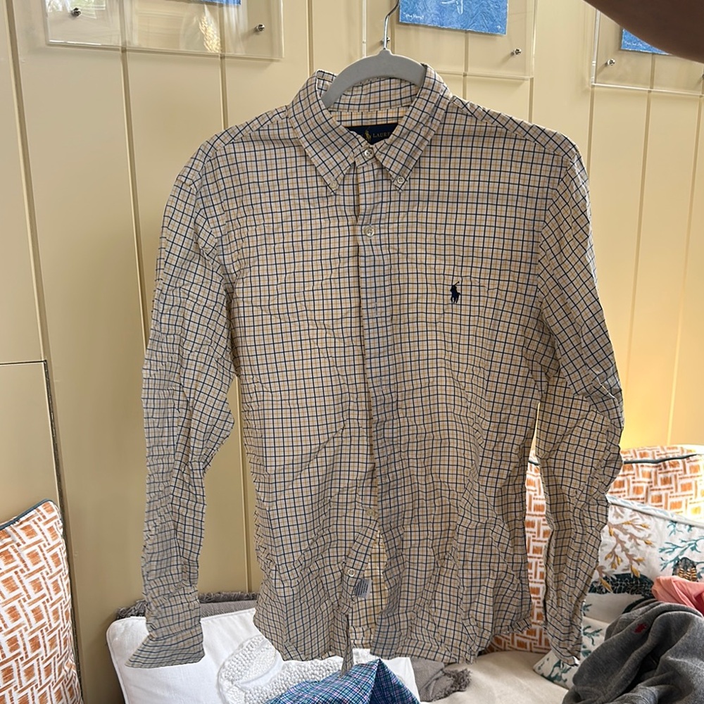Polo by Ralph Lauren Blue and Yellow Casual Button Down Shirt